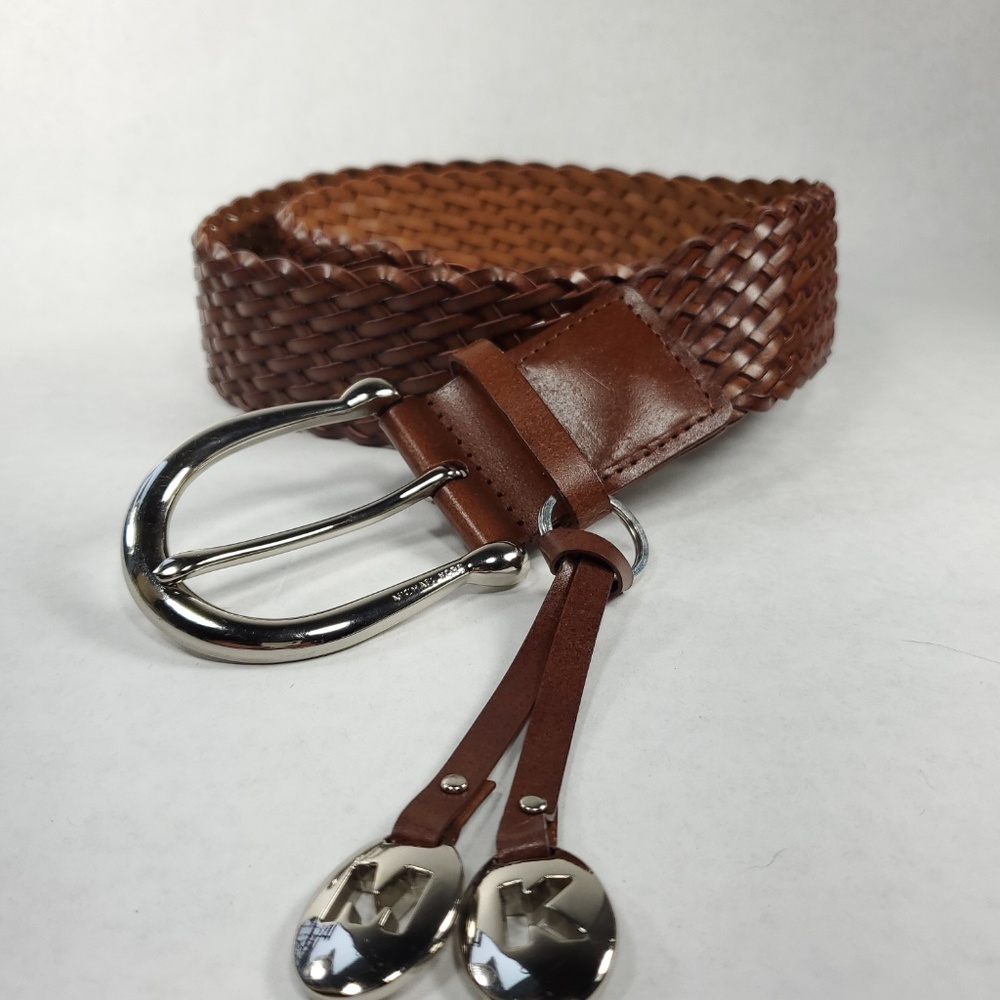 Michael Kors Braided Brown Leather Belt